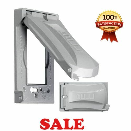 Outdoor Electrical Outlet Metal Cover Weatherproof Grey Plate Flip Lid