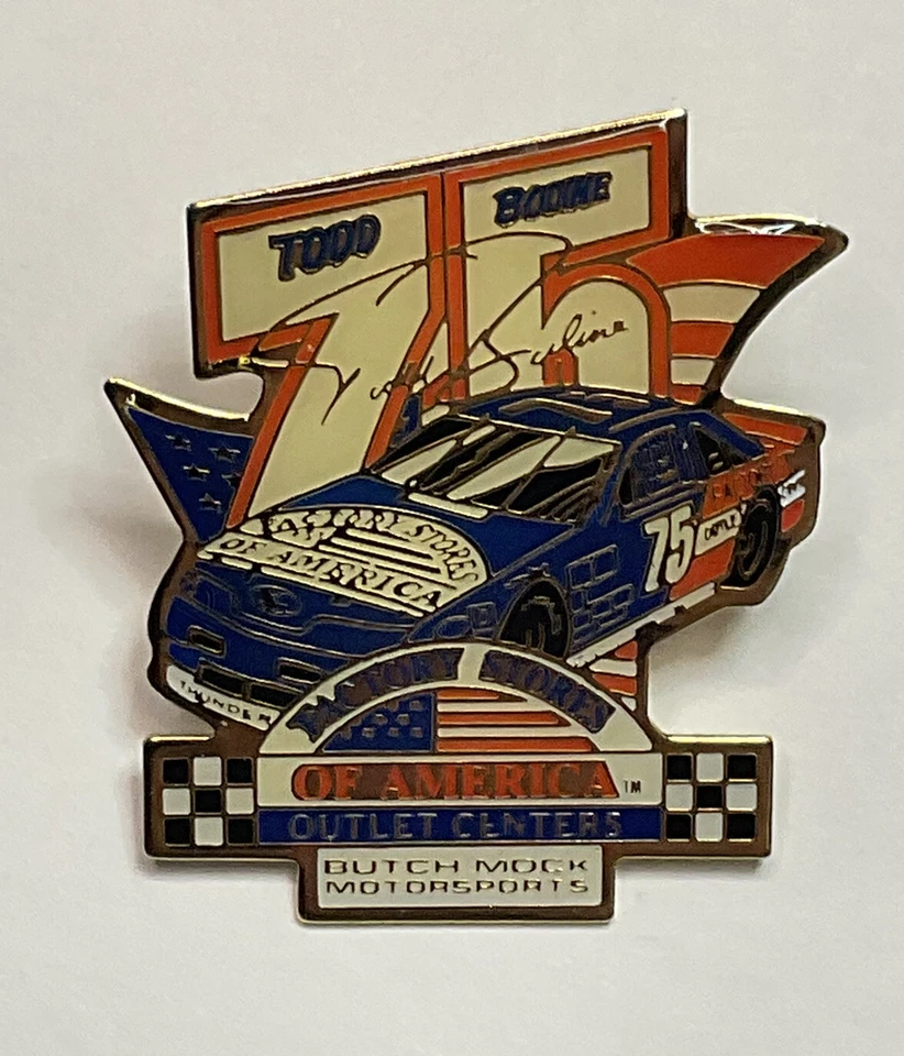 Винтажная эмалированная заколка на лацкан шляпу Todd Bodine 75 Nascar заводские магазины автогонки США - Изображение 3 из 4