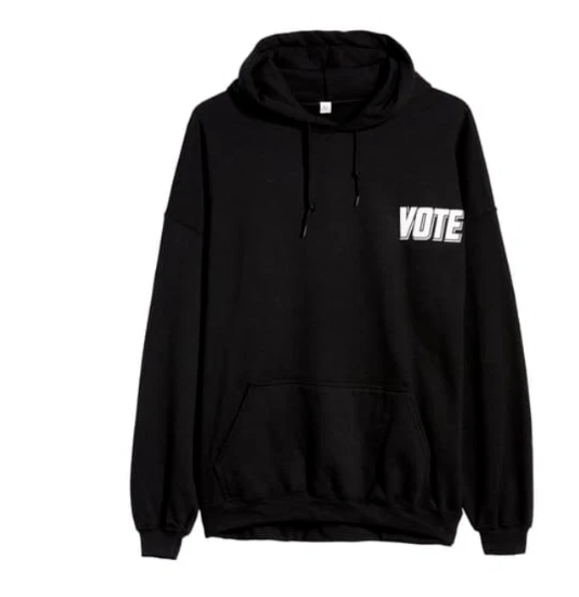 BP Black White VOTE Political Graphic Print Hoodie Cotton Blend LARGE Oversize