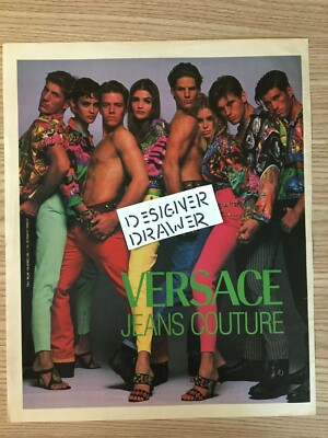 Versace Jeans Couture 1991 Vintage Print Ad Supermodel Scene | eBay
