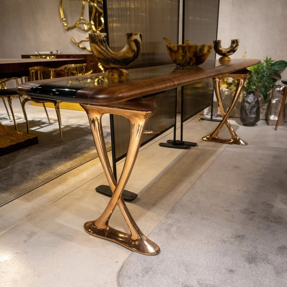 Walnut Live Edge Resin Console Table, Epoxy Hallway Table, Epoxy Resin Table Top - Image 3 of 4