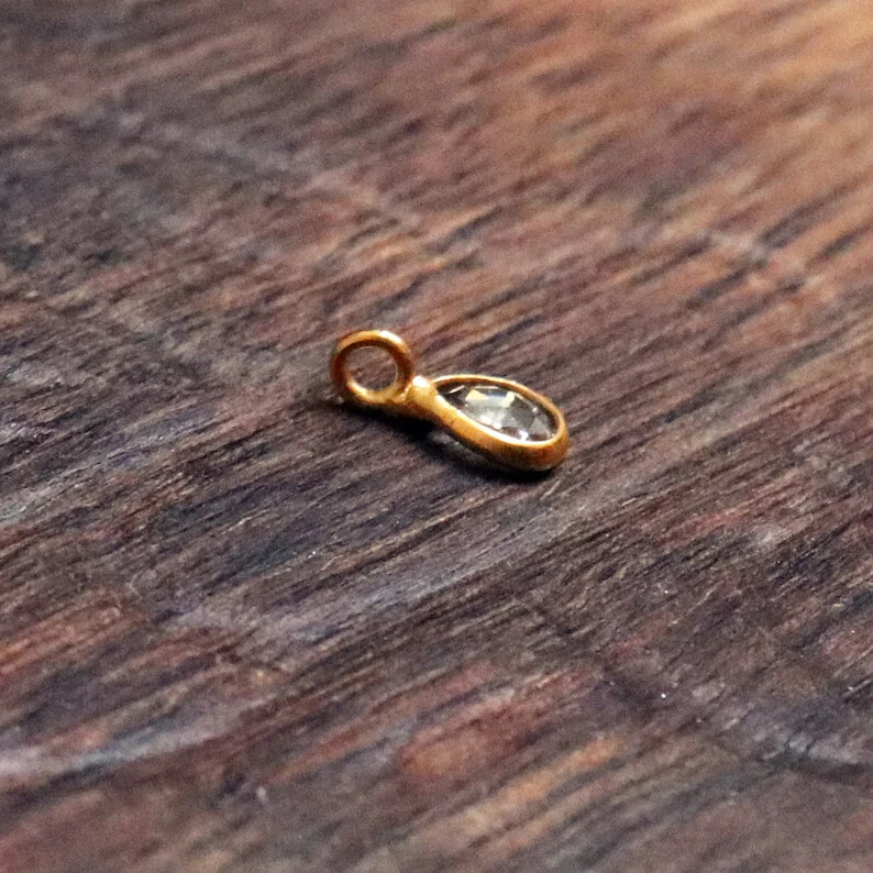 Colgante con dijes de oro macizo de 14k y 18K diamante talla rosa EP natural raro para mujer Foto 3 de 4