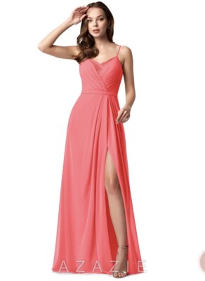 Azazie Adette Bridesmaid DressWatermelon/ Coral- Size 2, Great Condition! | eBay Azazie Adette Bridesmaid DressWatermelon/ Coral- Size 2, Great Condition! | eBay
