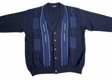 Werther International Herren Strickjacke Schwarz Blau Gr L Wolle Vintage Pulli ✅