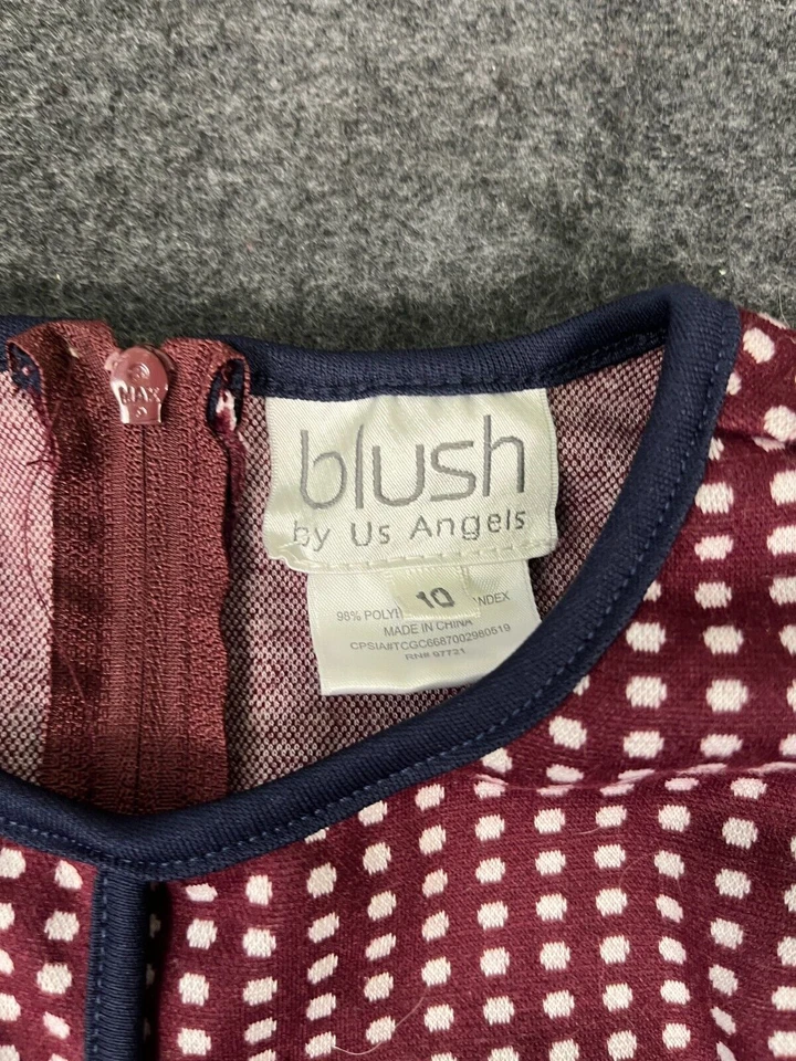 Blush by US Angels Polka Dot Knee High Girls' 10 Purple A line Knit Dress - Image 3 of 3