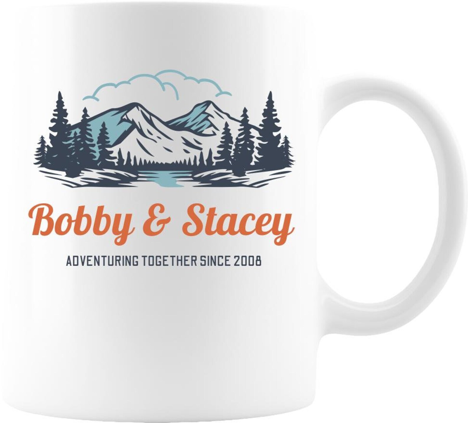 Adventuring Together Custom Personalize 11oz White Ceramic Coffee Mug  Design 2