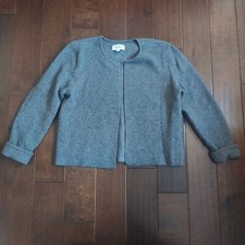 Elle Girl's Youth Gray Ribbed Open Cardigan Sweater Size L