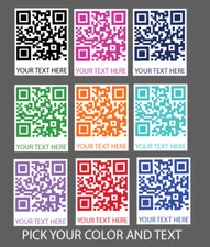 Custom QR Code And Custom Text Stickers Labels PICK YOUR COLOR AND THE TEXT