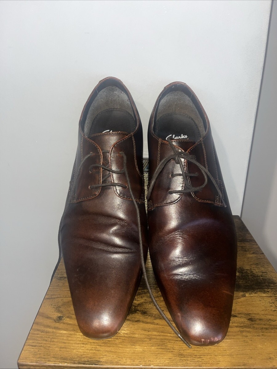 Clarks Collection Soft Mens Brown Leather 15103 Oxford Lace Up Shoes Size 10