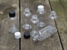 4 OZ. PLASTIC CLEAR BOSTON ROUND BOTTLES w/ Ribbed cap travel size 10 PACK 