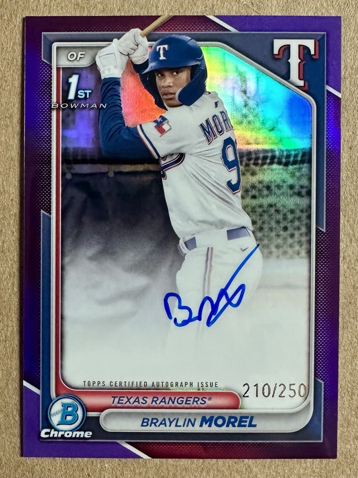 2024 Bowman Chrome 1st Bowman Purple Refractor Auto /250 Braylin Morel