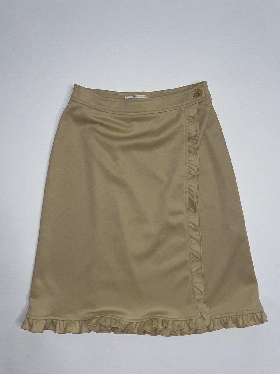 Prada Vintage Archive Spring 1996 Tan Ruffle Trim Wrap Skirt
