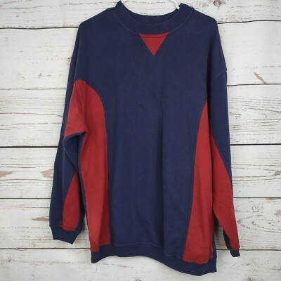 Bugle Boy Crewneck Sweatshirt Blue & Red Vintage Men's Size XL 100% Cotton Used 