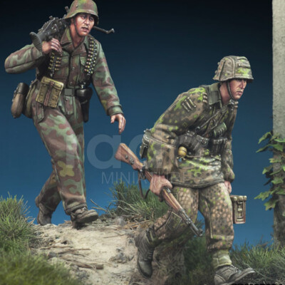 1/35 Resin 2 Soldiers MG 42 Trupp Normandy Unpainted Unassembled
