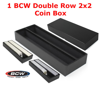 1 BCW High Quality Double Row 2x2 Coin Box W/ 2 Trays For Snaplocks & Flips NEW