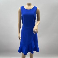 Eliza J Dress Women 14 Royal Blue Sleeveless Wrap Skirt Ruffle Cocktail Career