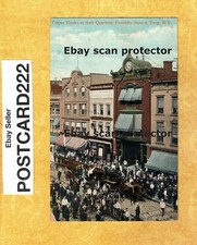 NY Troy 1909 antique postcard TROJAN HOOKS AT QUARTERS FIRE TRUCK HORSE LED