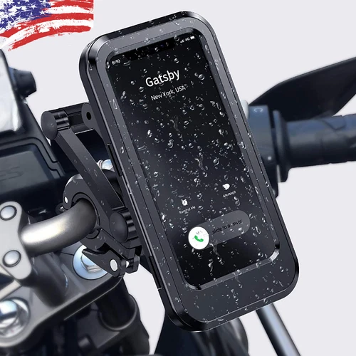 Waterproof Motorcycle Bike Handlebar Phone Mount Holder Case for iPhone Samsung - Picture 1 of 19