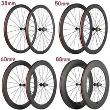 Set ruote bici da strada in carbonio 38/50/60/88 mm clincher ruote tubolari larghezza 25 mm