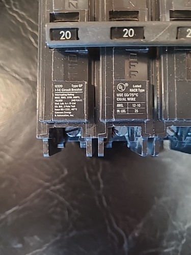 ITE Q320 20 Amp 240 VAC 3 Pole Type QP Plug in Circuit Breaker - Picture 2 of 7