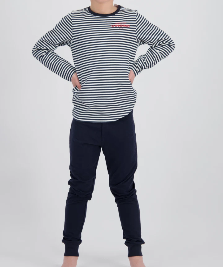 Vingino Pyjama Schlafanzug WOSE Blau Weiß gestreift 146 152 158 164 170 176