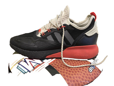 Adidas ZX 2K Boost Black Grey Solar Red FV9999 Size US 10