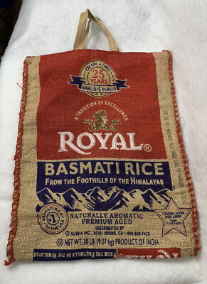 Upcycled Royal Basmati Rice Beach Tote Hip Trendy Bag Handmade Big 18x14  Zipper