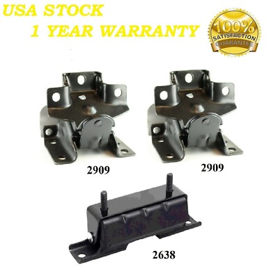 3PCS FRONT MOTOR & TRANS MOUNT FIT 2007 GMC SIERRA 3500 CLASSIC 6.0L 4WD