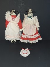 Vintage Cow Dolls Country Prairie Dress Porcelain Soft Body Cottage Core Country