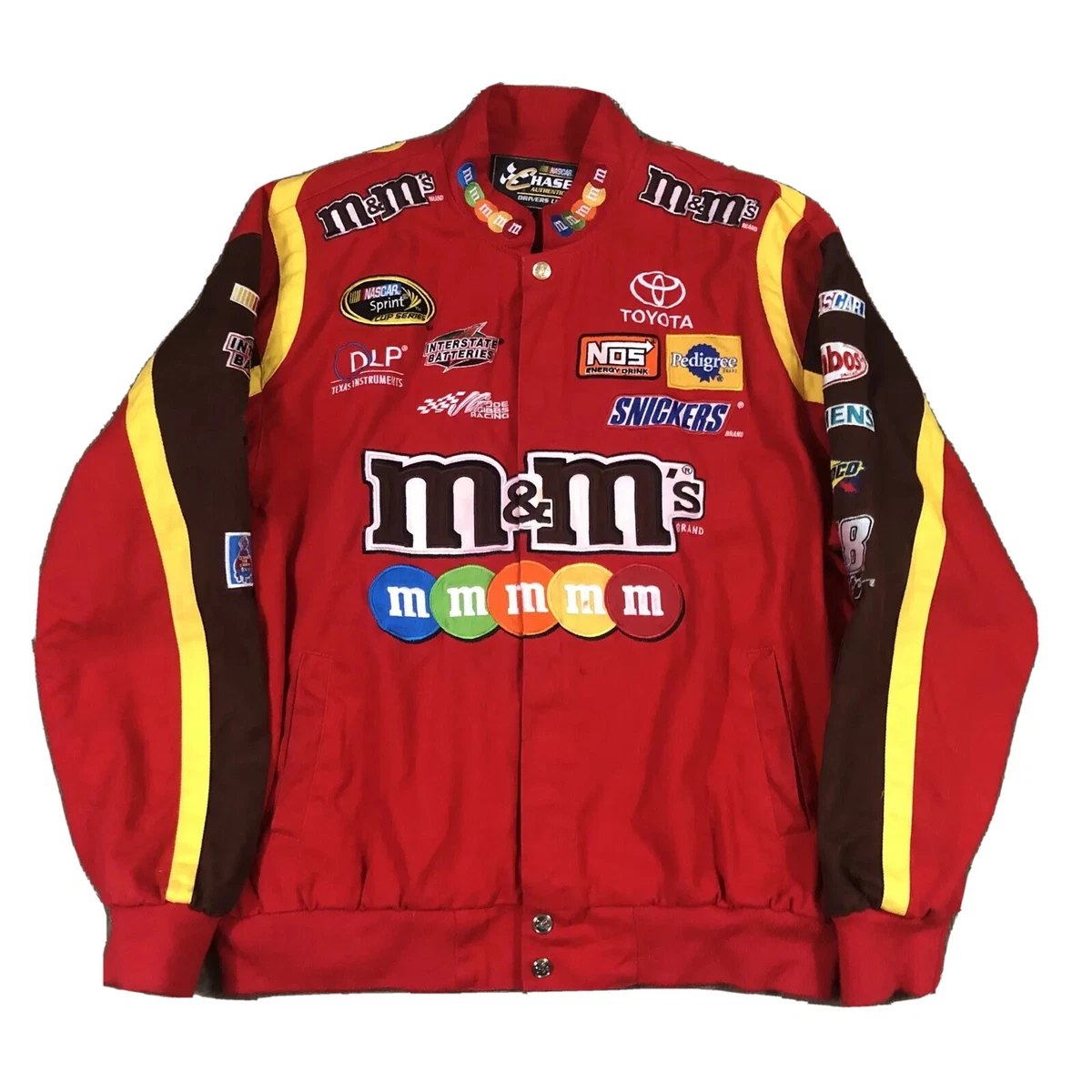 Chase Authentics Kyle Busch M&M NASCAR Button Up Jacket Adult XL RARE RED