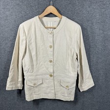 Kasper Linen Blend Safari Style Jacket Womens Medium M Beige