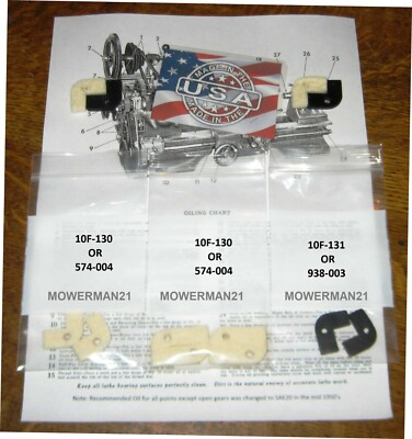 #ad Atlas Craftsman Lathe 10quot; 12quot; Felt 2 sets amp; Rubber 1 set 10F 130 10F 131 USA $17.95