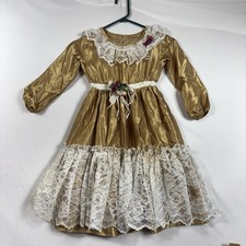 Handmade Gold 5T Dress Dance Recital Tutu Lace Floral Flowy Puff