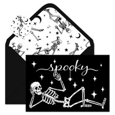 24 Pack Black Halloween Greeting Cards Gothic Spooky Skeleton Blank Note Cards w
