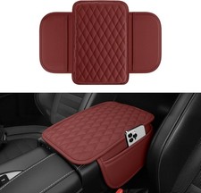Car Center Console Cover, Upgraded Leather Car Armrest Cushion with 2 Storag