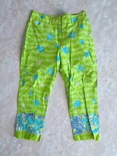 LILLY PULITZER Vintage Green Floral Print 100 Cotton Crop Pants Size 12