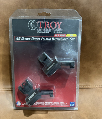 #ad TROY BattleSight 45° Offset Folding Sight Set for Rifle HK amp; Round Black $275.00