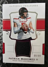 2018 National Treasures Collegiate PATRICK MAHOMES WORN JERSEY Card /99 2nd Year