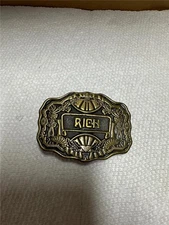 Vintage 1970's Solid Brass "RICH" Name Belt Buckle BY Oden Inc