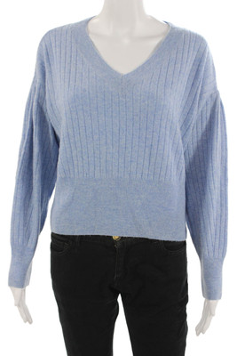Lea & Viola Unisex Light Blue Cashmere V-Neck Pullover Size S