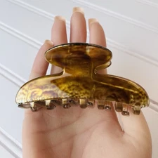 Vtg 1990s FRENCH ATELIER Marbled Lucite Hair Clip - Large 3.75” -Handmade France