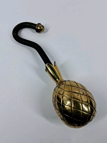Vintage Damper Pull Fireplace Tool Pineapple Brass 8” Tall Made In India