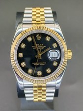 Rolex Datejust 36 116233 Black Diamond Dial Two Tone Jubilee 2008 Full Set