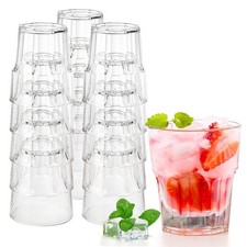 16 Pack Classic Clear Plastic Tumbler Reusable Drinking Glasses, 8Oz Drinking...
