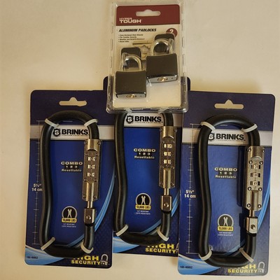 Lot Of 3 Brinks Combination Loop Style + 2 Pad Locks Giod Deal!