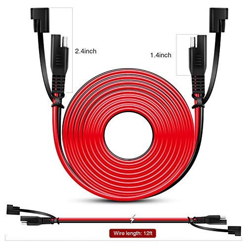  2PCS 12FT SAE to SAE Extension Cable 16AWG 2 Pin 2Pcs 12FT SAE Extension Cable