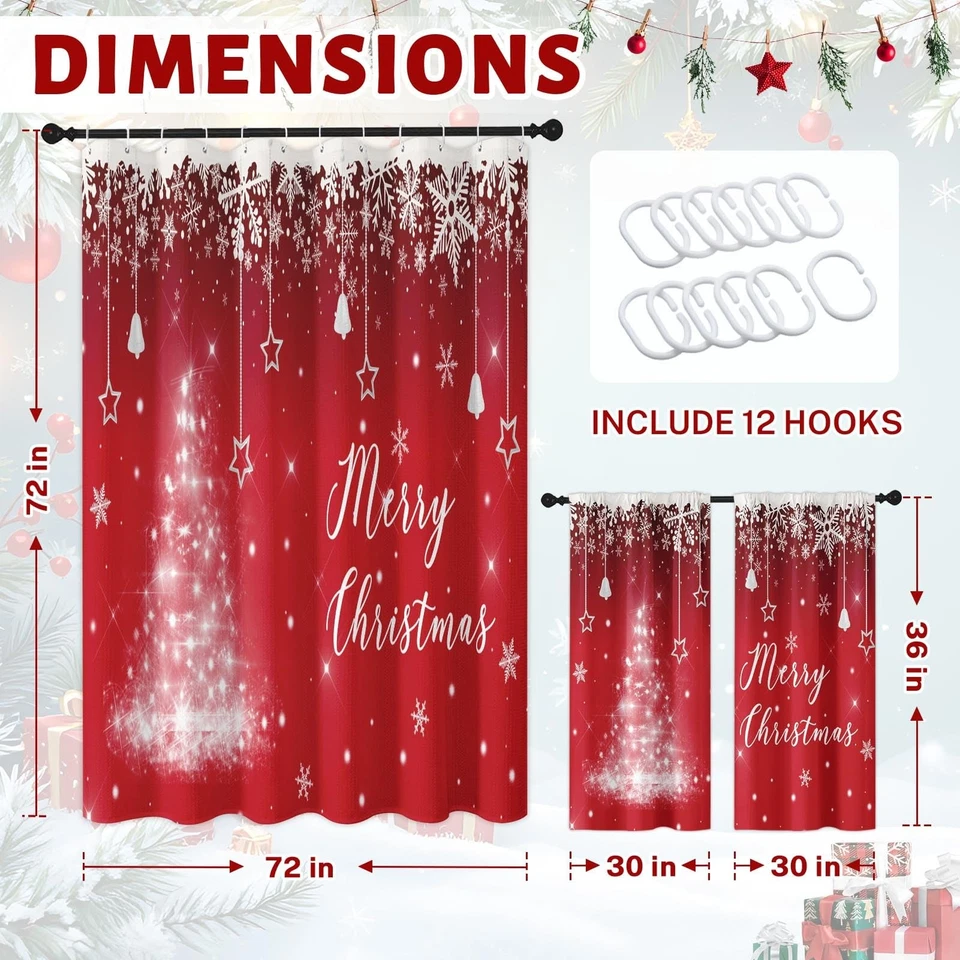 Stars were Shining Christmas Tree Shower Curtain with Matching Window Curtain... - Image 2 of 4