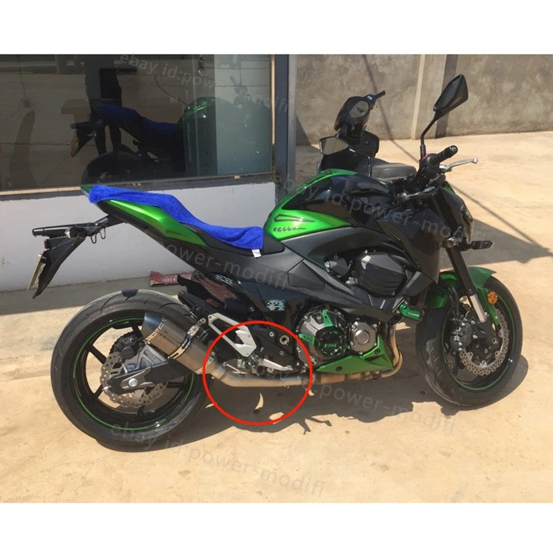 For Kawasaki Z800 2013-2016 Exhaust Mid Pipe 51mm Tips Silencer Black Muffler - Image 2 of 4