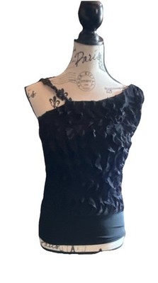 2b bebe Women s Black Ruffle One Shoulder Sleeveless Camisole Tank Top XS