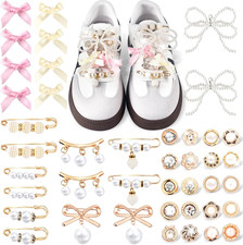 42Pcs Shoe Charms for Sneakers Gold Junk Socks Charms Kit Bulk Assorted Shoe Lac